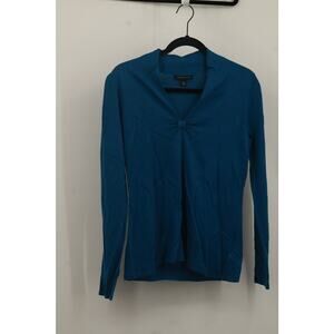 Banana Republic Women's Gathered Front Silk/Wool Sweater Long Sleeve Size M Blue